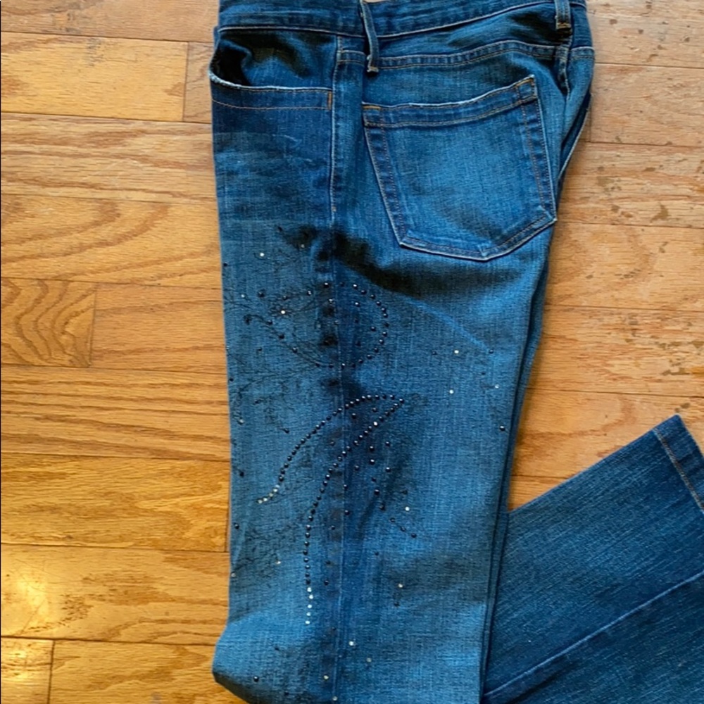 PRE-OWNED KAREN KANE DENIM JEWELED JEANS - Picture 12 of 13
